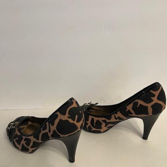 Candies Open Toe Animal Print / Leopard Print Black Heels Vintage size 10 - Picture 4 of 6
